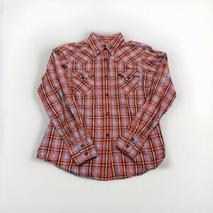 Roper Western Shirt Women's M Red Plaid Button Up Rockabilly Cowgirl Rhinestones